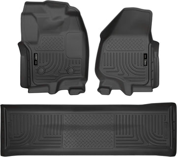 Husky Liners Custom Fit WeatherBeater Molded Front and Second Seat Floor Liner for Select Ford F-250 /F-350 Models (Black) Crew Cab Weatherbeater Front & 2nd Seat Floor Mats (Footwell Coverage) Black