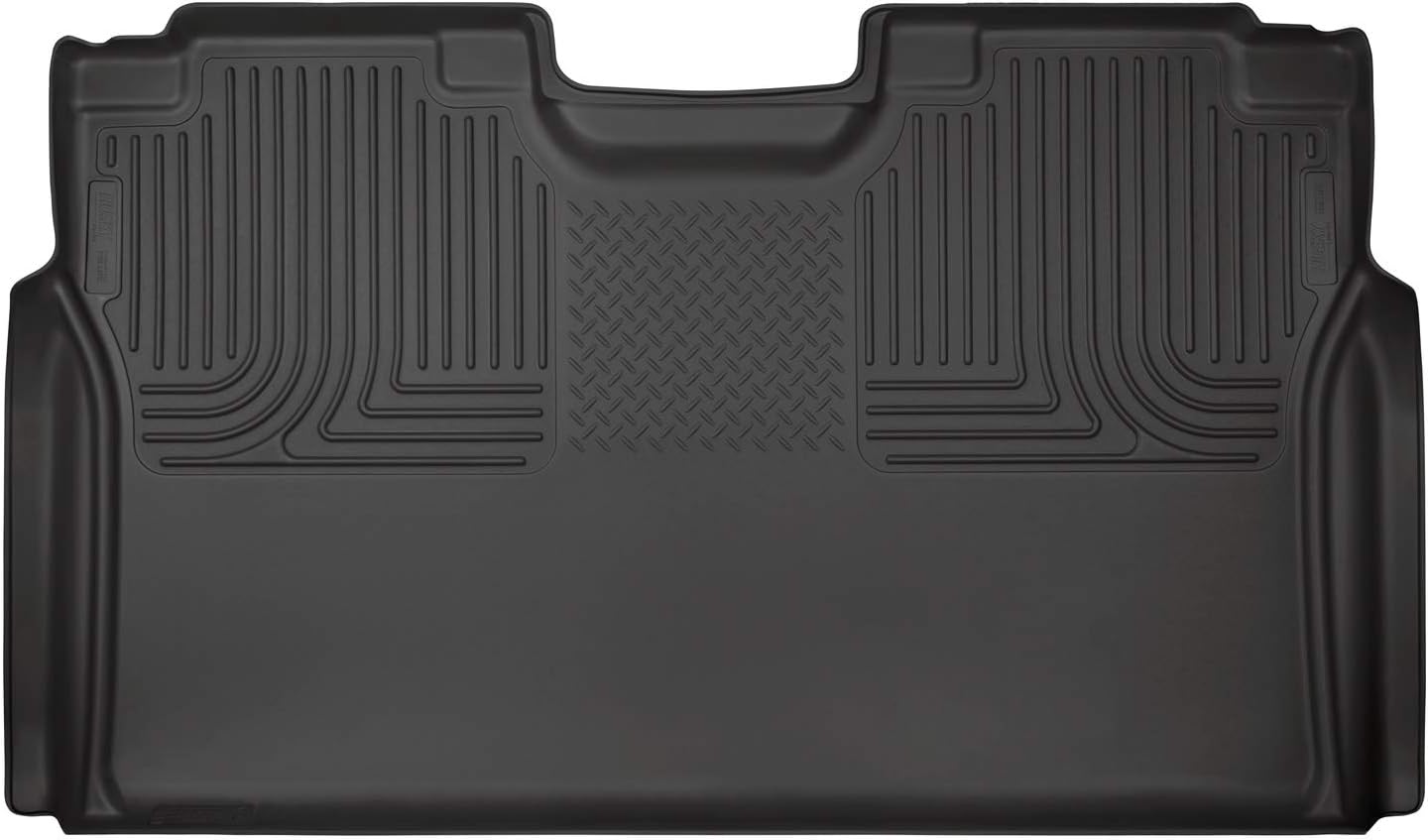 Husky Liners 19371 Black Weather beater 2nd Seat Floor Liner Fits 2015-2019 Ford F-150 Super Crew, 2017-2019 Ford F-250/F-350 Super Duty Crew Cab - WITHOUT factory storage box Black Weatherbeater 2nd Seat Floor Mat (Full Coverage) SuperCrew Floor Liners