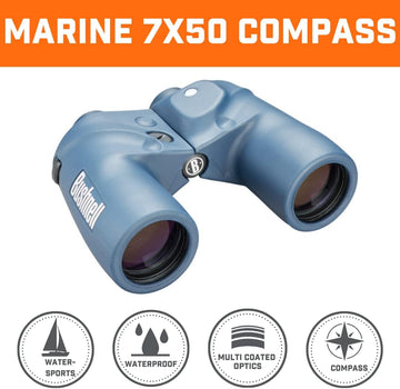 7x50mm Blue Porro Prism Compass, Ranging Reticle, WP,FP, Box One Size