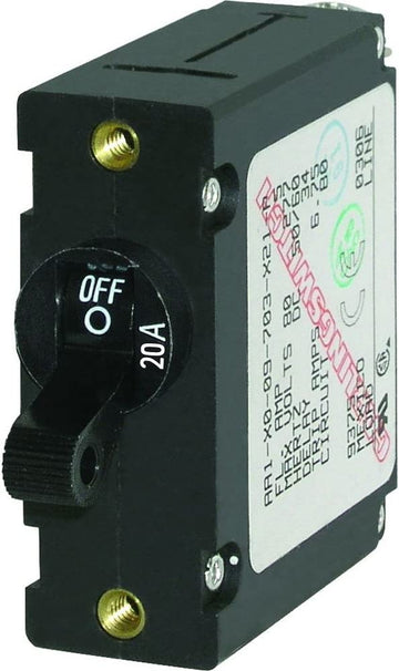Blue Sea Systems Blue Sea 7229 AC/DC Single Pole Magnetic World Circuit Breaker - 50 Amp Black 20 Amp