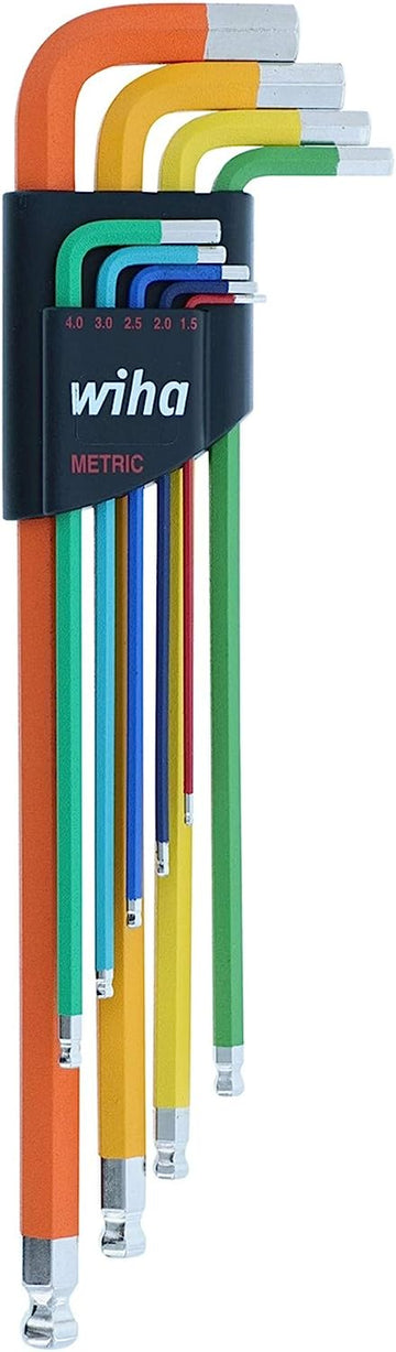 Wiha 9 Piece Ball End Color Coded Hex L-Key Set - Metric