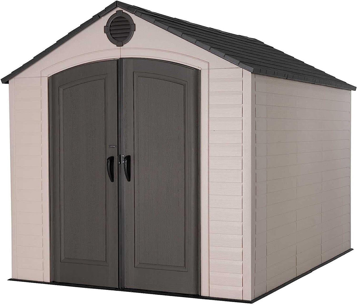 Lifetime 60371 Outdoor Storage Shed with Window, Skylights, and Shelving, 8 by 10 Feet