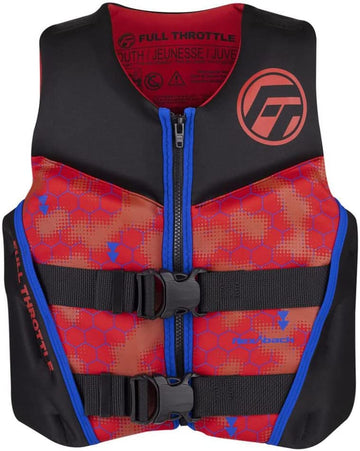 Full Throttle Youth Rapid Dry Neoprene Life Jacket, Red