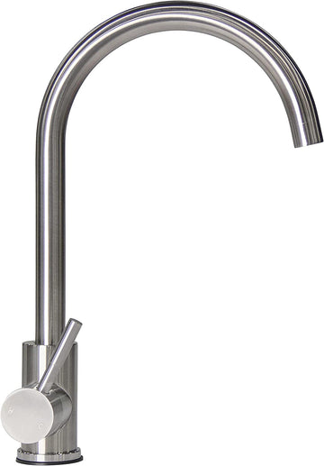 Lippert Components Flow Max 645717 Stainless Steel Curved Gooseneck Single Hole Faucet