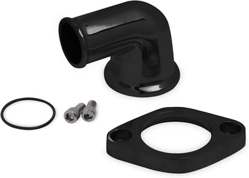 Weiand 6253 Aluminum Water Outlet Includes Thermostat Housing O-Ring Seal And Hardware 90 Degree Black Neck Aluminum Water Outlet