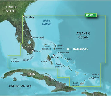 GARMIN VUS513L JACKSONVILLE TO BAHAMAS BLUECHART G3 VISION