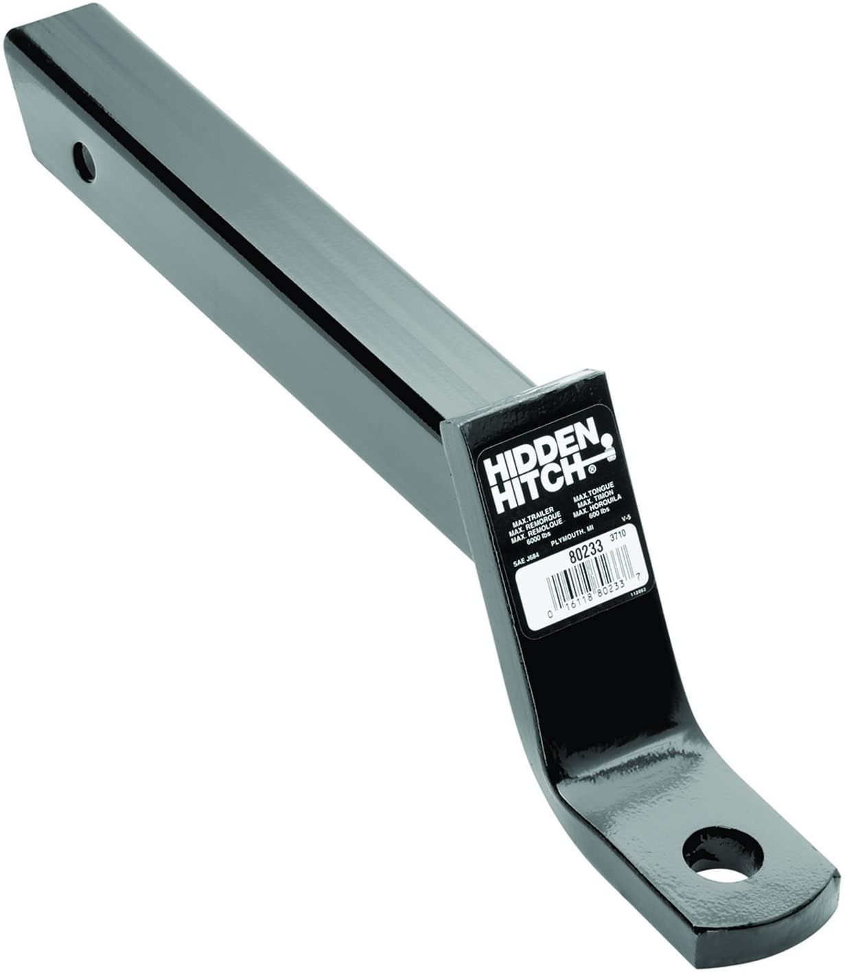 Hidden Hitch 80233 Class III Black Ball Mount - 4" Drop