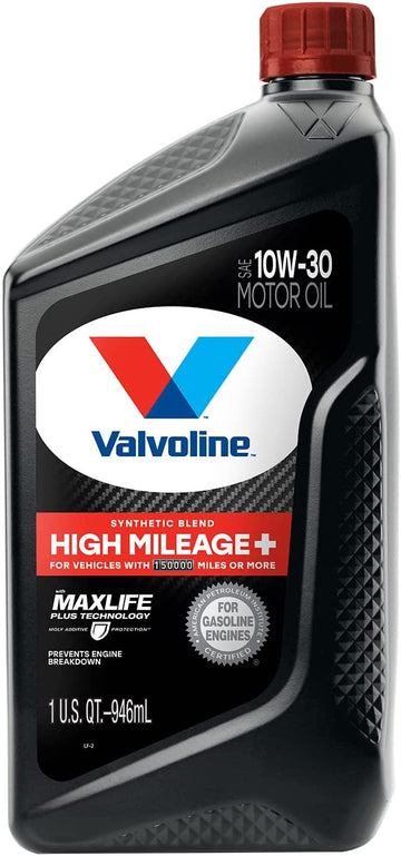 Valvoline High Mileage 150K with Maxlife Plus Technology 10W-30 Motor Oil1 Quart 1 QT 10W-30