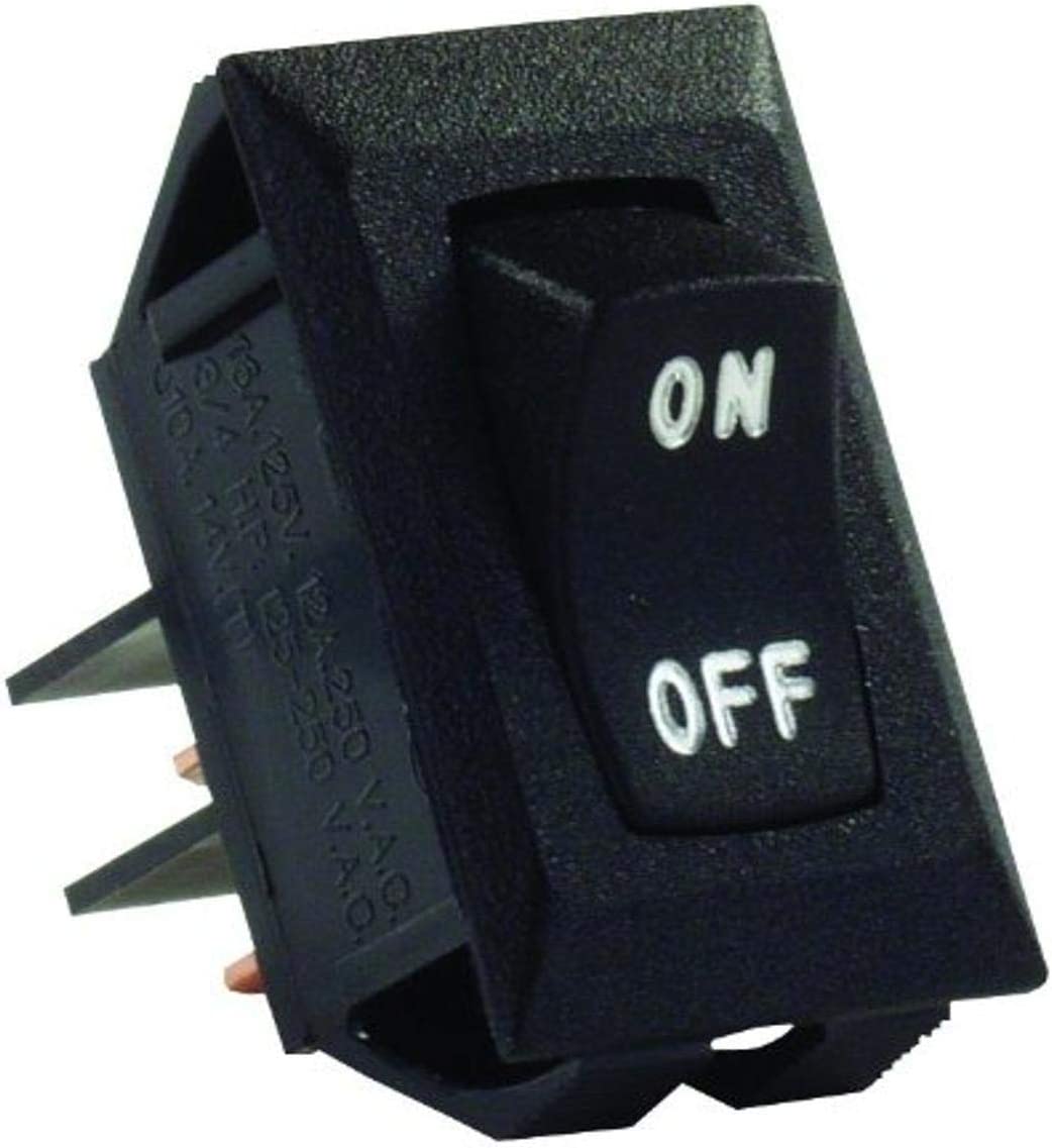 JR Products 12595 Black SPST Labeled On/Off Switch