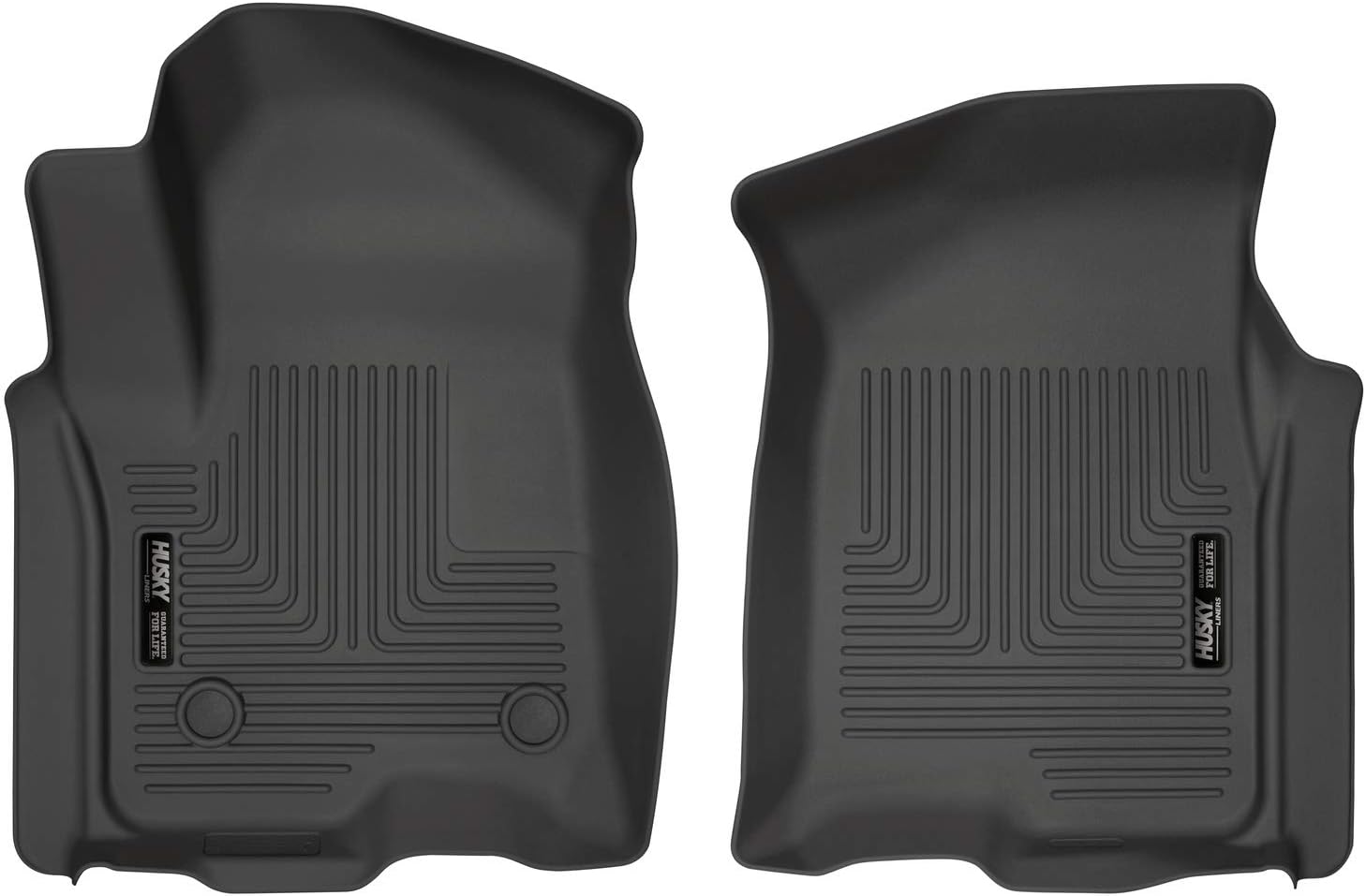 Husky Liners Weatherbeater Series | Front Floor Liners - Black | 13211 | Fits 2019-2022 Chevrolet Silverado/GMC Sierra 1500, 2020-2022 Silverado/Sierra 2500/3500 Crew/Double Cab 2 Pcs Weatherbeater Front Floor Mats Crew/Double Cab