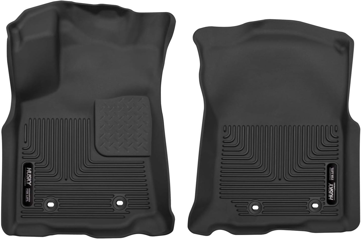 Husky Liners X-act Contour Series | Front Floor Liners - Black | 53751 | Fits 2018-2022 Toyota Tacoma Double/Access Cab w/Automatic Transmission 2 Pcs Double Cab X-act Contour Front Floor Mats