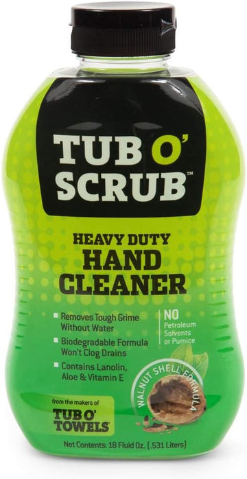 Tub O' Scrub TS18 18 oz Heavy Duty Hand Cleaner (Remove Tough Grime without Water, Pumice-Free, Citrus Fresh Scent, Squeeze Bottle)