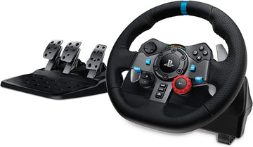 Logitech G29 Driving Force Racing Wheel and Floor Pedals, Real Force Feedback, Stainless Steel Paddle Shifters, Leather Steering Wheel Cover for PS5, PS4, PC, Mac - Black Playstation/PC G29