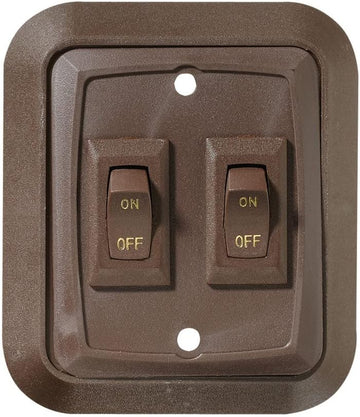 RV Designer Collection S655 Wall Plate Switch Double On/Off, Brown, 3.53 Inches x 3 Inches