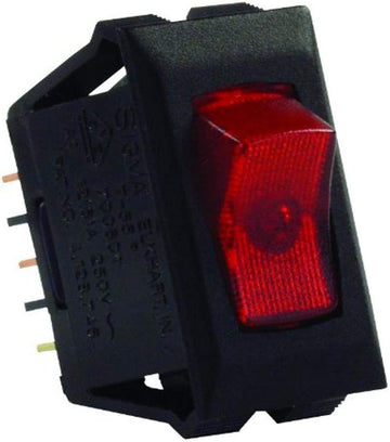 JR Products 12515 Red/Black SPST Illuminated 120V On/Off Switch
