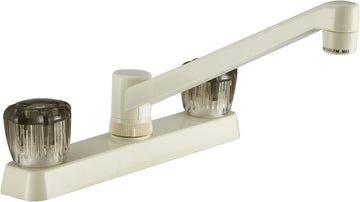 Dura Faucet (DF-PK600S-BQ) RV Kitchen Faucet with Smoked Acrylic Knobs (Bisque Parchment)