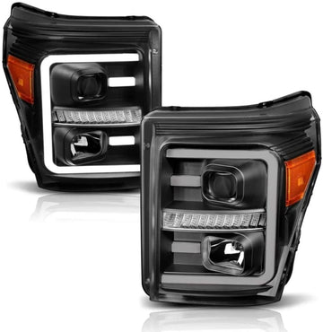 Anzo USA 111406 Projector Headlight Set w/Plank Style Switchback Black w/Amber Pair Projector Headlight Set