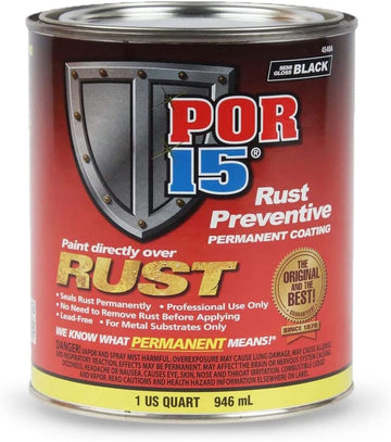 POR-15 Rust Preventive Coating (Semi-Gloss Black,1 qt) - Stop Rust & Corrosion Permanently, Anti-Rust Non-Porous Protective Barrier 946 ml (Pack of 1) Rust Preventive Paint