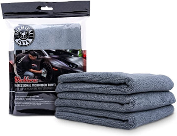 Chemical Guys MIC35203 Workhorse Professional Grade Microfiber Towel, Gray - 16 in. x 16 in. (Pack of 3) Gray 3 Pack