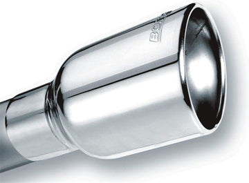 Borla 20156 Single Round Rolled Angle-Cut Tip w/Clamp, Borla Embossed