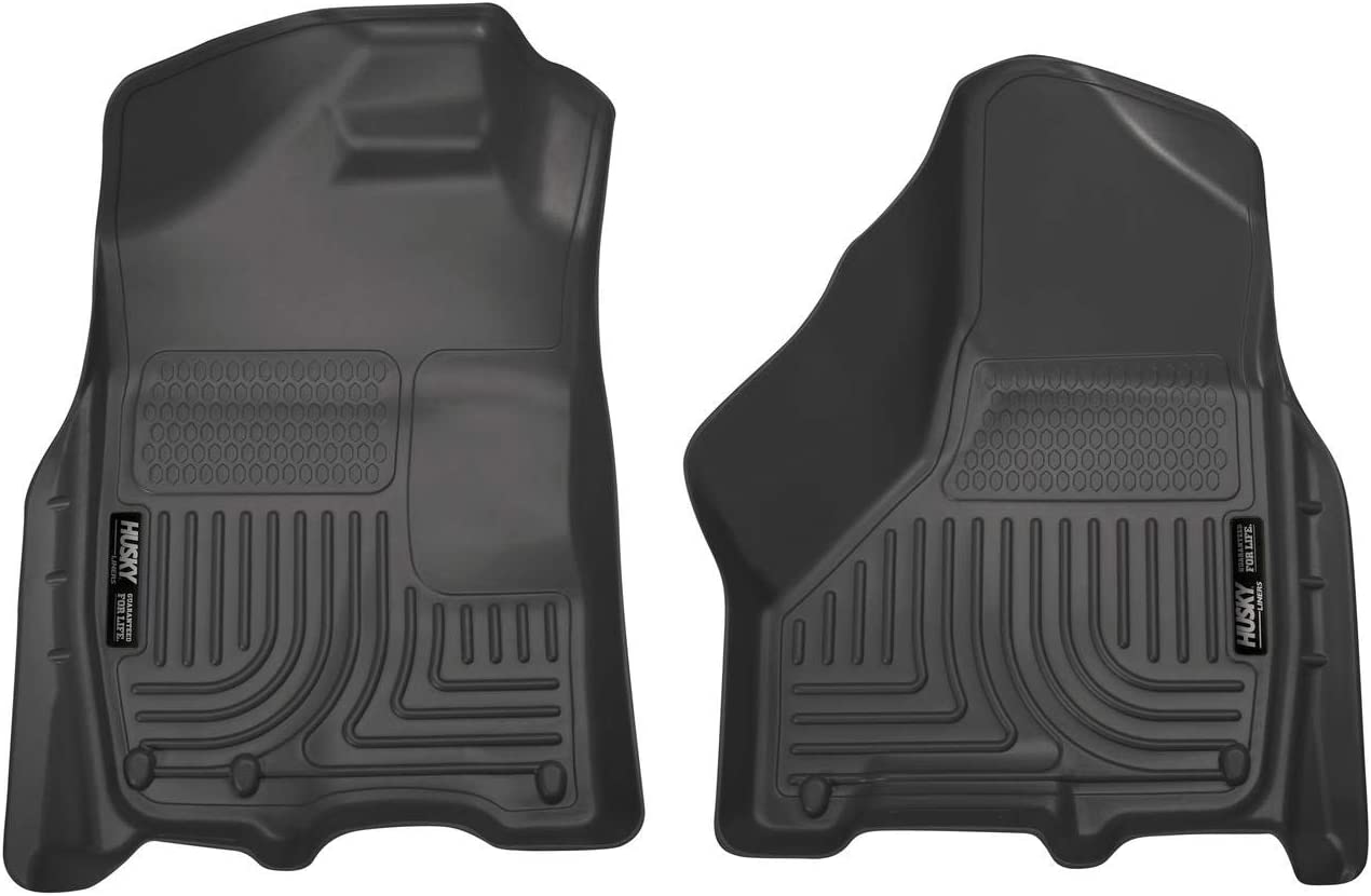 Husky Liners Weatherbeater Series | Front Floor Liners - Black | 18001 | Fits 2009-2018 Ram 1500(New Body), 2019-2022 Ram 1500 (Classic Body) 2010-2018 Ram 2500/3500 Crew Cab (w/auto Trans) 2pc. Black Weatherbeater Front Floor Mats Custom Molded