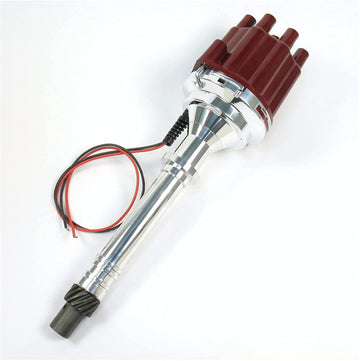 PerTronix D100801 Flame-Thrower Plug and Play Non Vacuum Advance Red Cap Billet Electronic Distributor with Ignitor II Technology for Chevrolet Small Block/Big Block