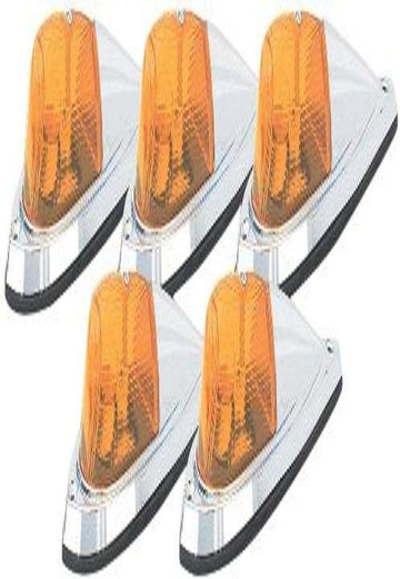 Pacer Performance 20-105 Hi-Five Amber Deluxe Chrome Teardrop Style Cab Roof Light Kit, (Pack of 5)