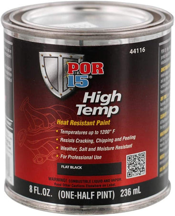POR-15 High Temperature Paint - Flat Black - 8 fl. Oz. - High Heat Resistant Paint - Withstands Temperatures of 1200°F | Weather & Moisture Resistant 236 ml (Pack of 1) Black