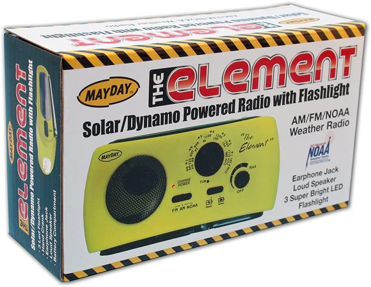 10200"The Element" Dynamo Powered Solar Radio & Flashlight with NOAA, Yellow