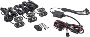 KC HiLiTES 339 C-Series RGB LED Rock Light Kit 6 Light System Incl. Waterproof Power Wiring And Bluetooth Control Module Box C-Series RGB LED Rock Light Kit