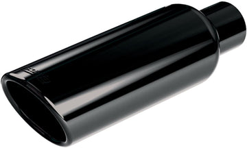 Borla 20162 Exhaust Tip 2.75 in. Inlet 4 in. Round Outlet 14 in. Long Clamp On Single Round Rolled Angle Cut Black Chrome T-304 Stainless Steel Exhaust Tip