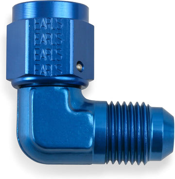 Earl's 921103 Blue Anodized Aluminum 90-degree -3AN Male to -3AN Female Swivel Adapter