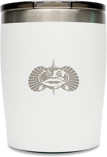 Toadfish Non-tipping 10oz Double Wall Insulated Stainless Steel Rocks Tumbler w/ East Slide Lid - White