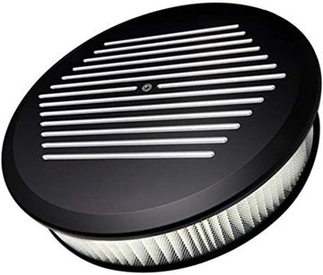 BSP BLK15820 Black 14 in Round, 3 in tall, 5-1/8 in Carb Flange Air Cleaner Assembly, Powder Coat
