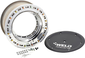 Wheel, Direct Mount, 15 x 8 in, 4.000 in Backspace, 5 x 9.75 in Bolt Pattern, Bead Lock, Cover Included, Aluminum, Polished, Each