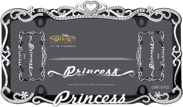 Cruiser Accessories 22635 License Plate Frame - Princess, Black/Chrome-Plated Metal 1 Pack