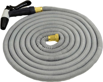 HoseCoil 50 Feet Grey Extendable Hose Kit with Nozzle and Bag