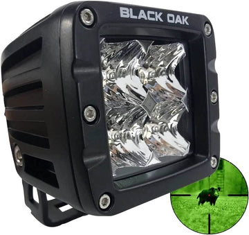 Black Oak Vehicle Infrared Green LED POD Light - Tactical LED Light POD Off Road Hunting for Night Vision 850nm 2 Inch - IP69K Rating – for Truck SUV Polaris Auxiliary – Hardware Included