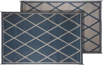 Faulkner 68912 Reversible 12' L x 9' W Blue/Ivory Polypropylene Camping Mat