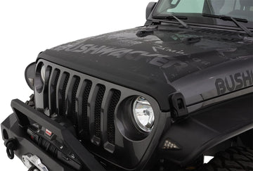 Bushwacker Trail Armor Hood Guard | 1-Piece, Black, Textured Finish | 14093 | Fits 2018-2023 Jeep Wrangler JL; 2020-2022 Jeep Gladiator