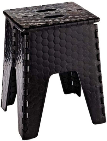 B & R Plastics 152-6BK E-Z Foldz Black 15" 'Neat Seat' Step Stool/Seat