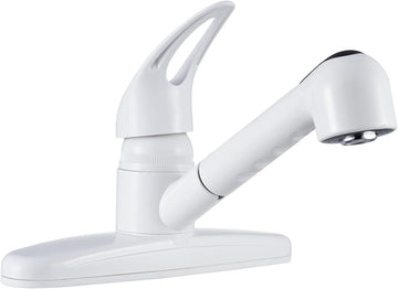 Dura Faucet (DF-PK100-WT) RV Non-Metallic Pull-Out Kitchen Faucet (White)