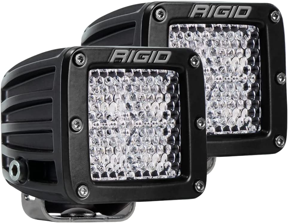 Rigid Industries 202513 D-Series Pro Diffused Light; Surface Mount; Hybrid; 4 White LEDs; Black Square Housing; Set Of 2;