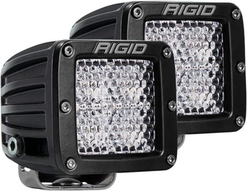 Rigid Industries 202513 D-Series Pro Diffused Light; Surface Mount; Hybrid; 4 White LEDs; Black Square Housing; Set Of 2;
