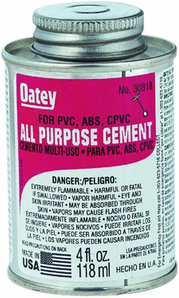 Oatey 30818 All Purpose Medium Body Cement, 4 oz Can, Milky Clear (Case of 24)