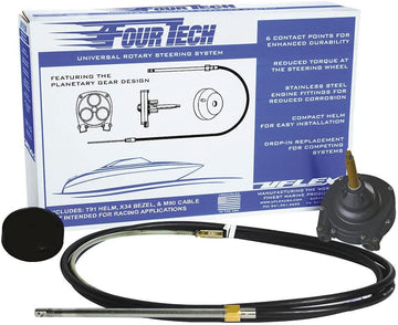 Uflex Fourtech 11' Black Mach Rotary Steering System w/Helm, Bezel & Cable