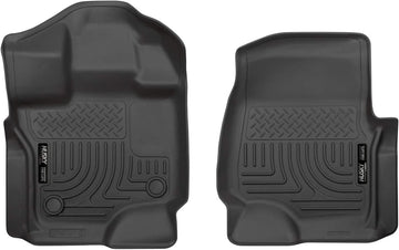 Husky Liners 18361 Black Weather beater Front Floor Liners Fits 2015-2019 Ford F-150 Super Crew Cab, 2015-2019 Ford F-150 Super Cab Black Weatherbeater Front Floor Mats SuperCrew/Super Cab Floor Liners