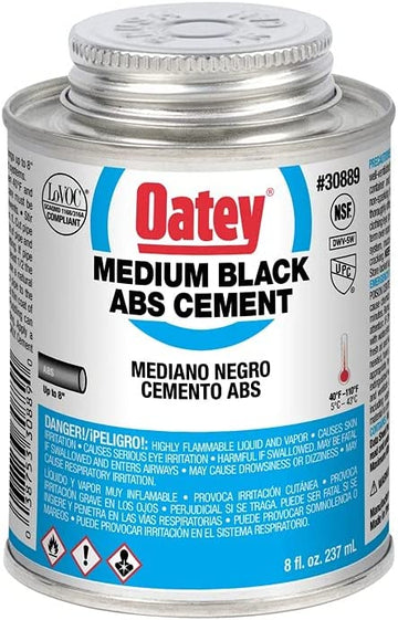 Oatey 30889 Medium Bodied Solvent Cement, 8 Oz, Can, Liquid, Black