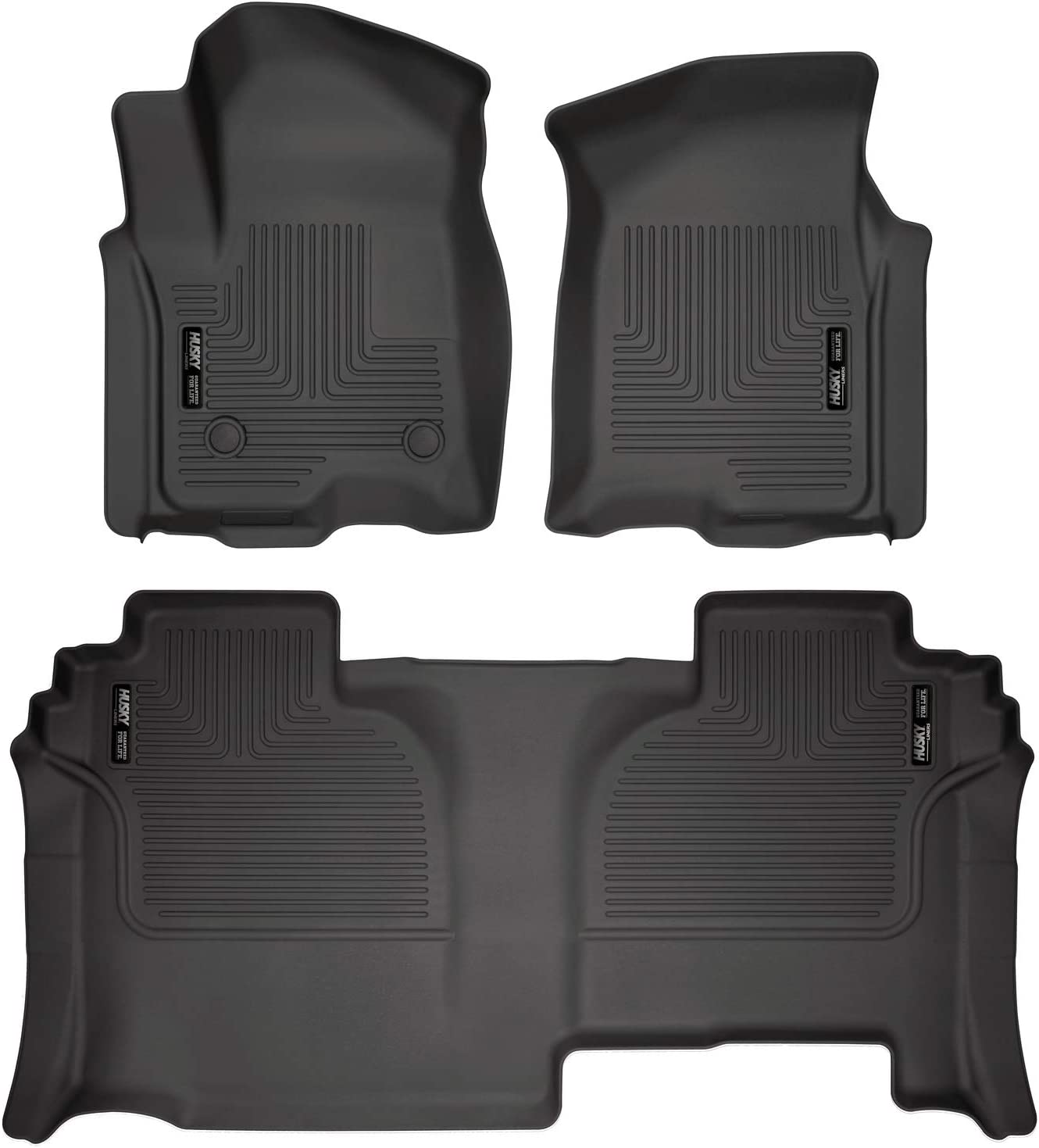 Husky Liners - Weatherbeater | Fits 2019-2023 Chevrolet Silverado/GMC Sierra 1500, 22-23 SLV/SRA 2500,3500 - Double Cab New Body, Front & 2nd Row Liners - Black, 3 pc. | 94031