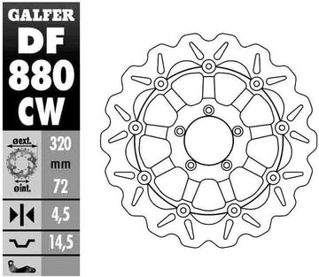 Galfer Brakes DF880CW Front Floating Wave Rotor